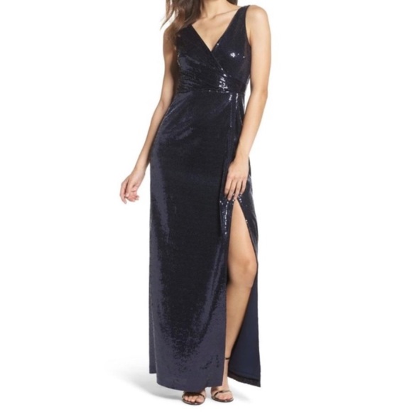 Vince Camuto Navy Sequin Gown - Picture 3 of 4